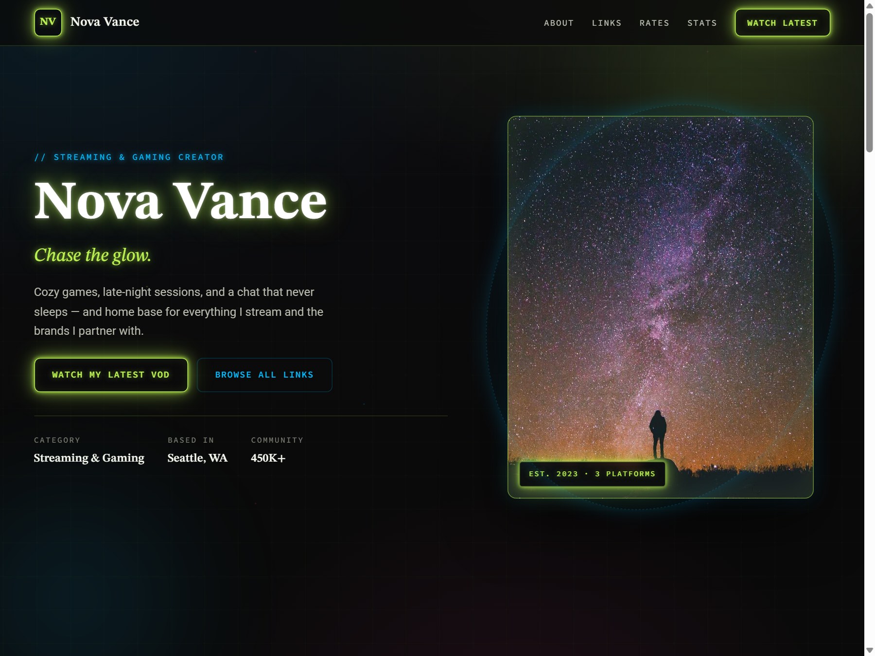 Neon template preview